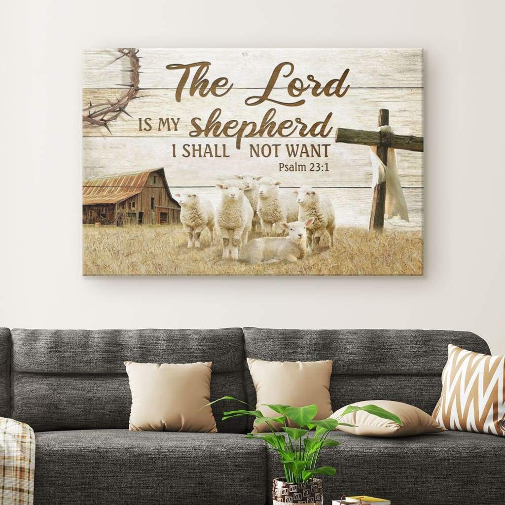 Psalm 23 1 The Lord Is My Shepherd Bible Verse Wall Art Canvas Teehall