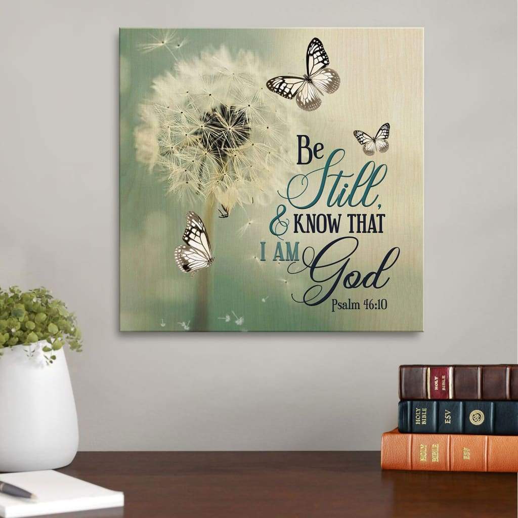 Psalm 46:10 Dandelion Butterfly Canvas Wall Art