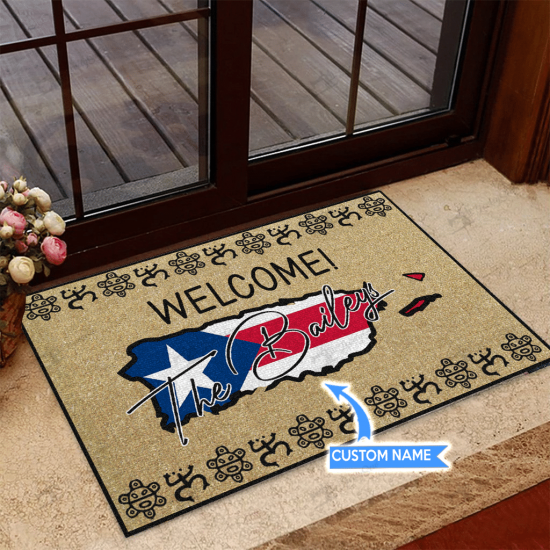 Puerto Rico Map Personalized Custom Name Doormat Welcome Mat 2