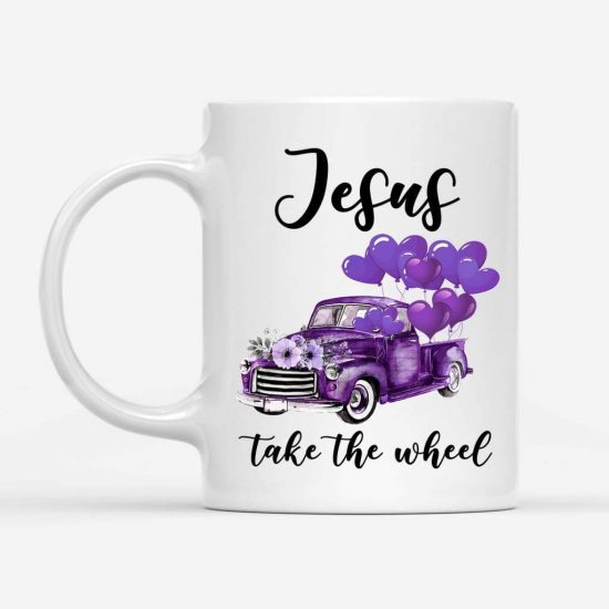 Purple Jesus Take The Wheel Coffee Mug 1