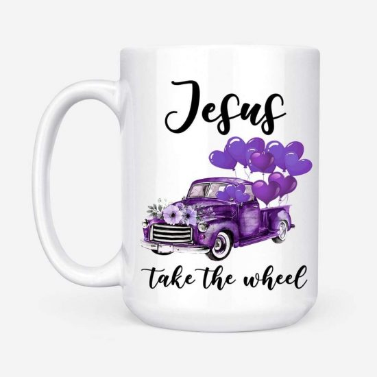 Purple Jesus Take The Wheel Coffee Mug 2