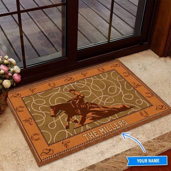 Reining Horse Personalized Custom Name Doormat Welcome Mat