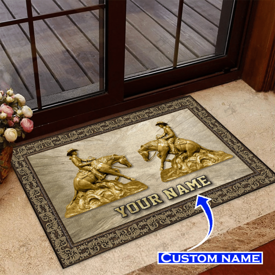 Reining Horse Personalized Custom Name Doormat Welcome Mat