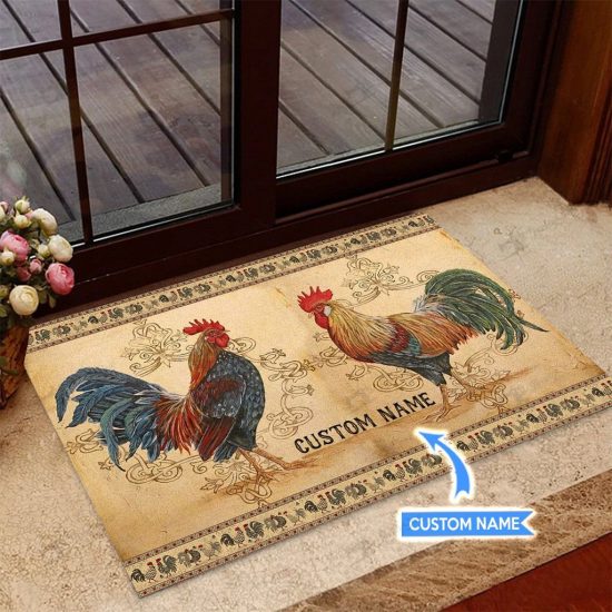 Rooster Personalized Custom Name Doormat Welcome Mat