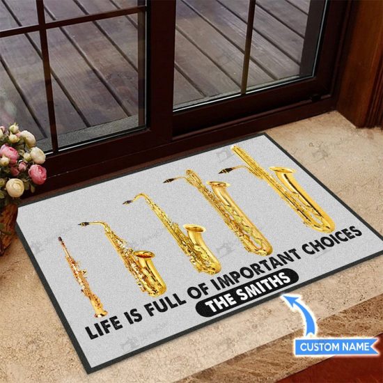 Saxophones Personalized Custom Name Doormat Welcome Mat
