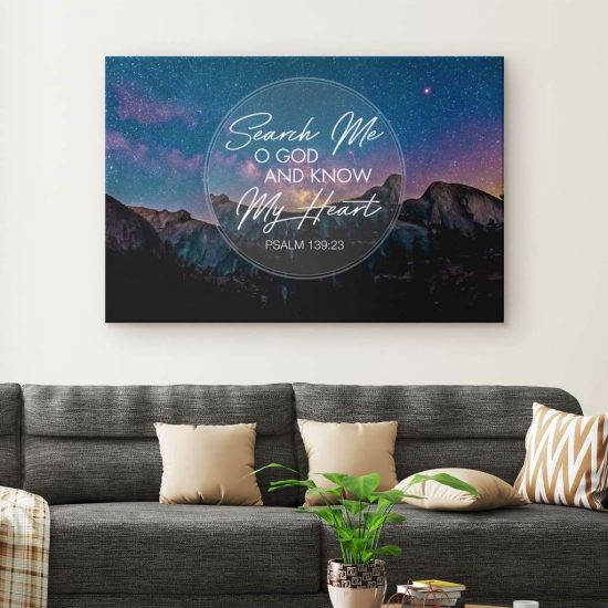 Search Me O God And Know My Heart Psalm 13923 Bible Verse Wall Art Canvas 1