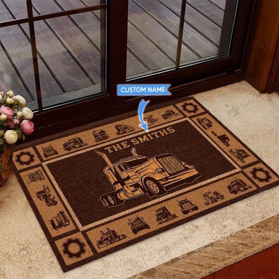 Semi Truck Personalized Custom Name Doormat Welcome Mat