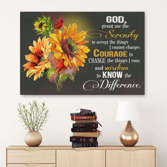 Serenity Prayer Sunflower Canvas Wall Art