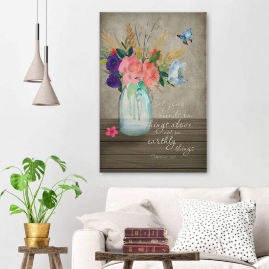 Set Your Minds On Things Above Colossians 3:2 Bible Verse Wall Art Canvas