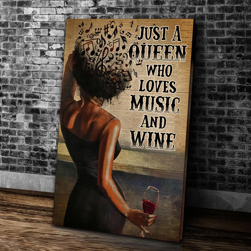 Sexy Afro Queen Love Music & Wine Canvas