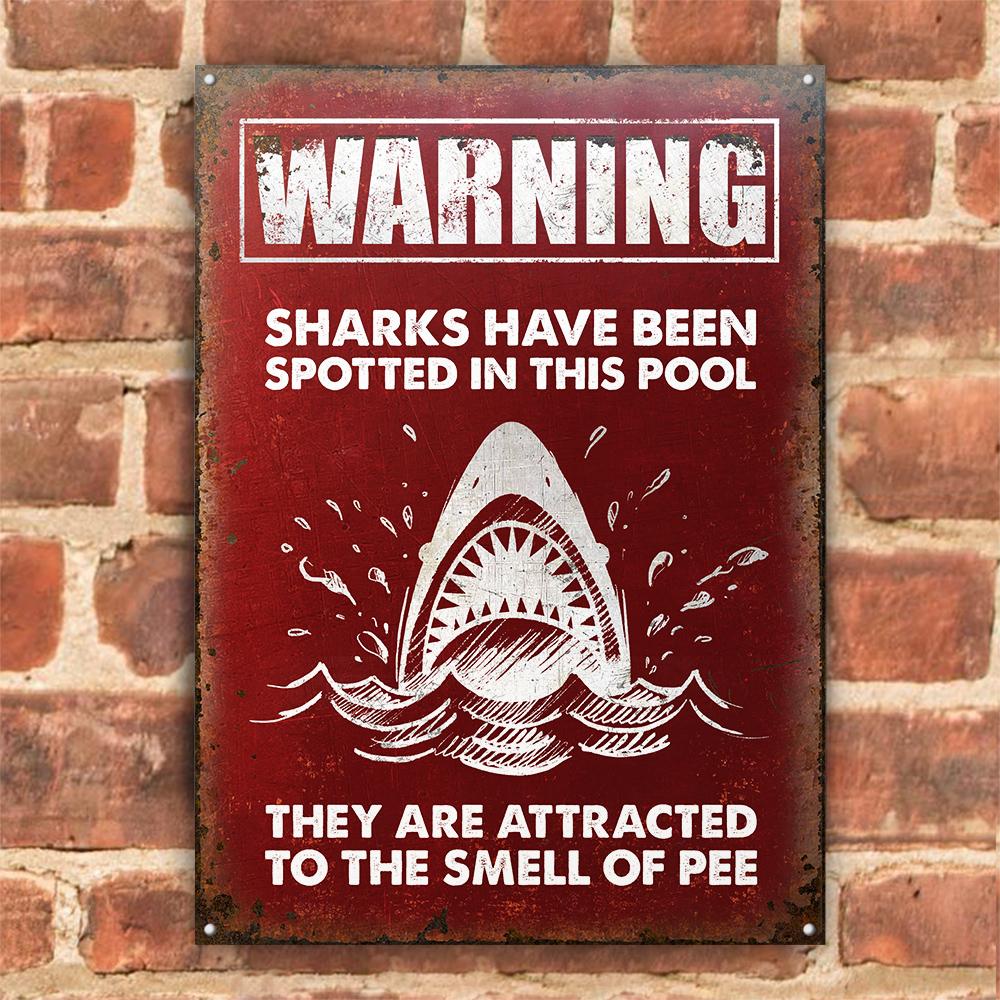Shark-Red-Warning-In-This-Pool-Customized-Classic-Metal-Signs-1 Shark Red Warning In This Pool Customized Classic Metal Signs 1