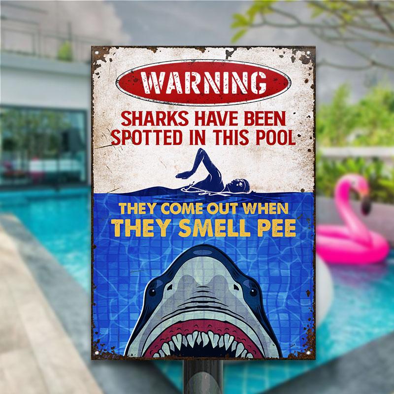 Shark Swimming Pool Customized Classic Metal Signs