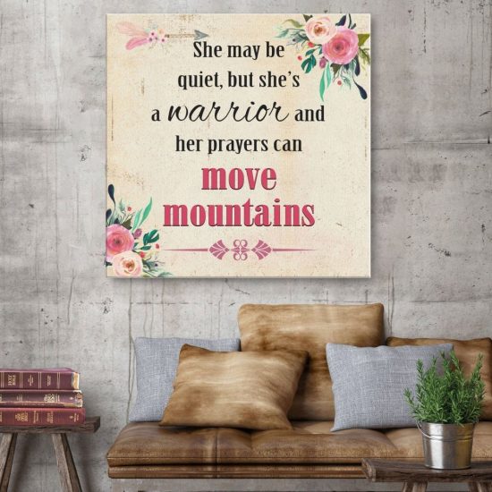 She'S A Warrior And Her Prayers Can Move Mountains Canvas Wall Art