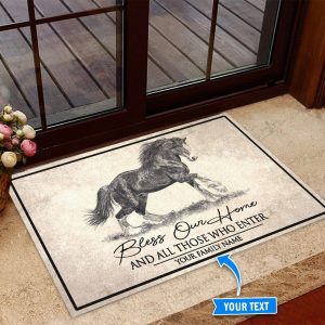 Shire Horse Bless Our Home Personalized Custom Name Doormat Welcome Mat