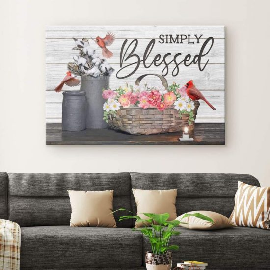 Simply Blessed Hummingbird Flowers Wall Art Canvas 1