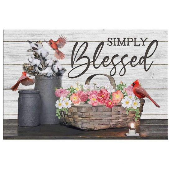 Simply Blessed Hummingbird Flowers Wall Art Canvas 2