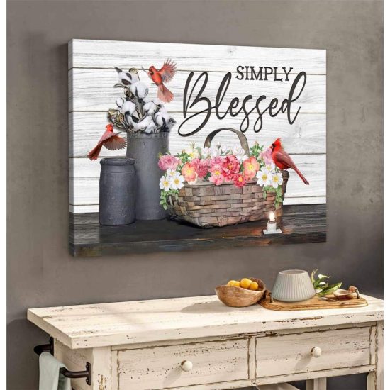 Simply Blessed Hummingbird Flowers Wall Art Canvas