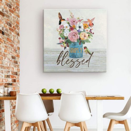 Simply Blessed Wall Art Simply Blessed Hummingbird Flower Canvas Print 1