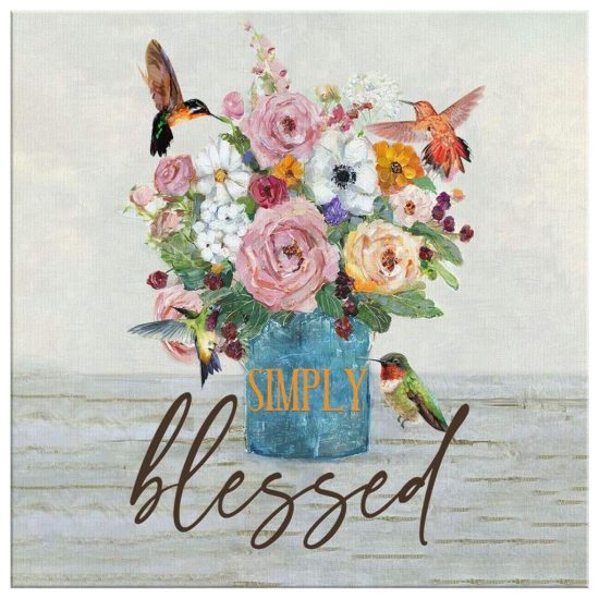 Simply Blessed Wall Art Simply Blessed Hummingbird Flower Canvas Print 2