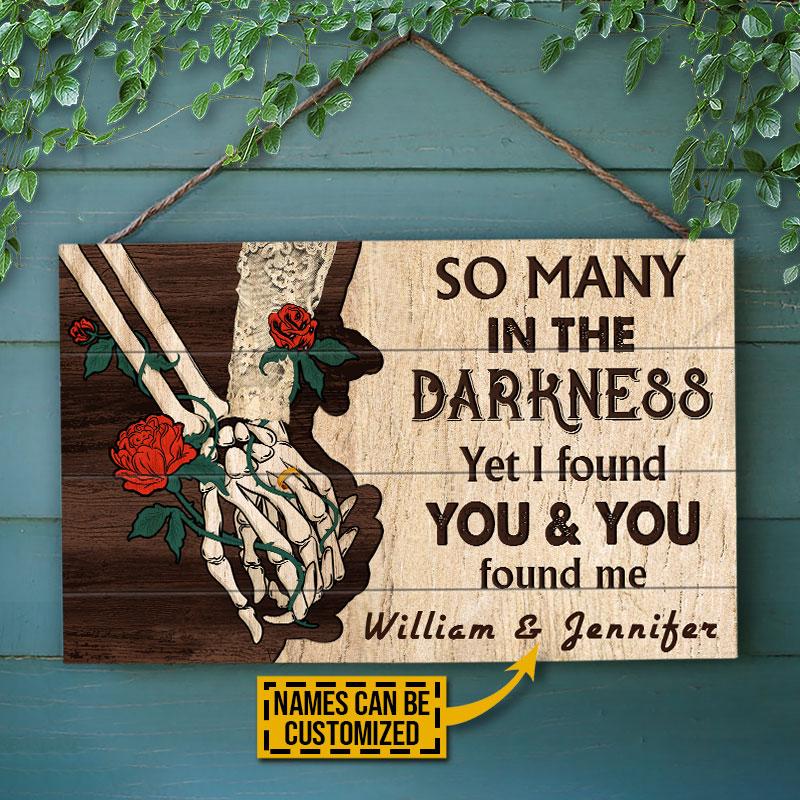 Skeleton Couple Many In The Darkness Custom Wood Rectangle Sign