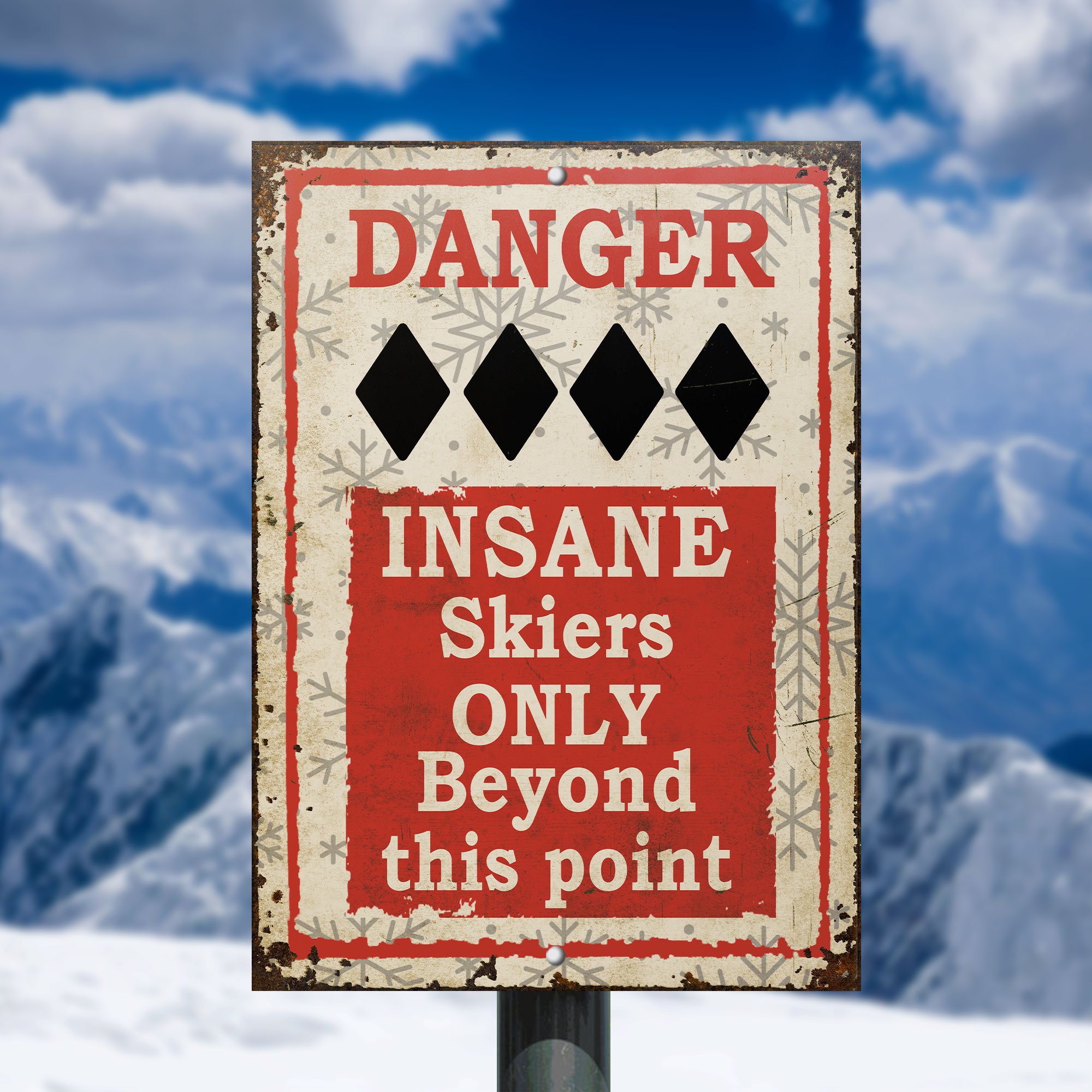 Skiing Danger Insane Skiers Customized Classic Metal Signs