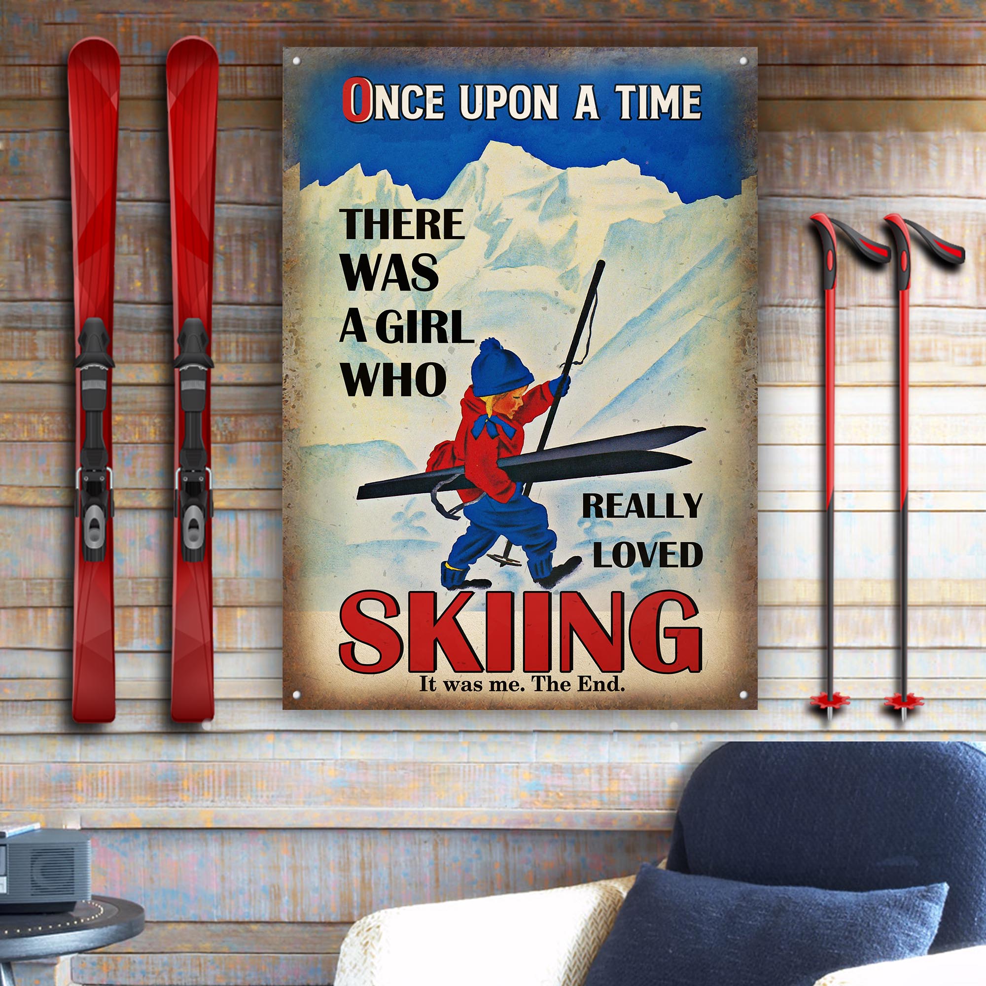 Skiing Once Upon A Time Customized Classic Metal Signs