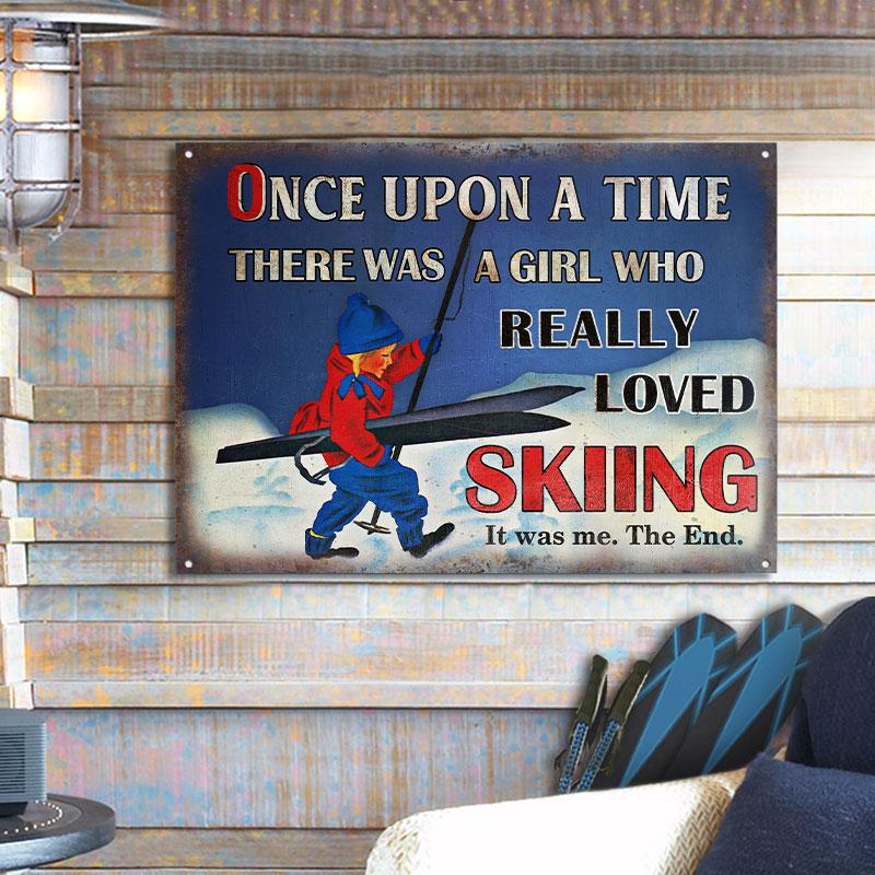 Skiing Vintage Once Upon A Time Customized Classic Metal Signs