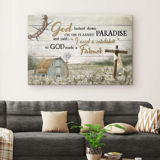 So God Made A Farmer Farmhouse Style Wall Art Canvas 1