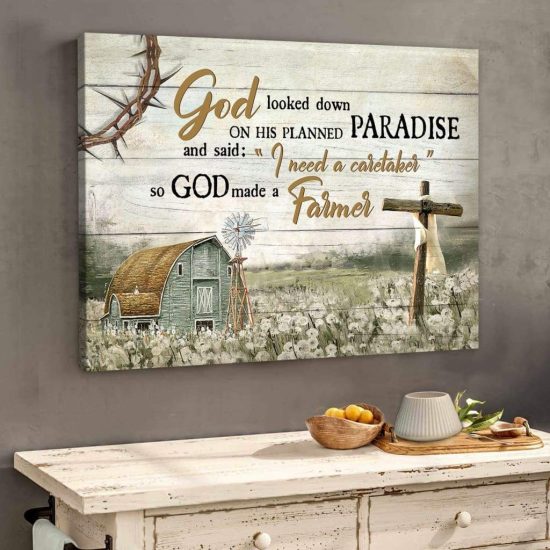 So God Made A Farmer Farmhouse Style Wall Art Canvas