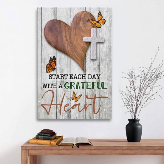 Start Each Day With A Grateful Heart Canvas Wall Art
