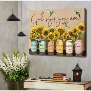 Stunning Sunflower And Hummingbird God Says You Are Canvas Prints Wall Art Decor 1