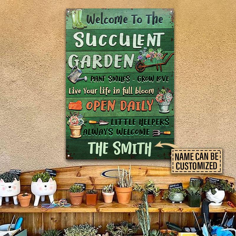 Succulent Garden Plant Smiles Love Custom Classic Metal Signs