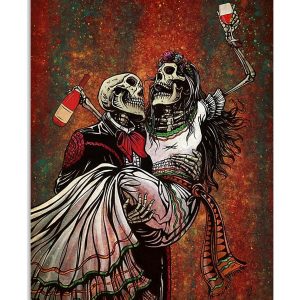 Sugar Skull Couple Wine Canvas And They Lived Happily Ever After Canvas Prints Wall Art Decor