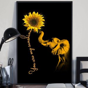 Sunflower You Are My Sunshine Elephant Canvas