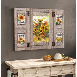 Sunflowers And Cardinal Window Canvas Bloom Where You'Re Planted Wall Art Decor 1 Sunflowers And Cardinal Window Canvas Bloom Where YouRe Planted Wall Art Decor 1