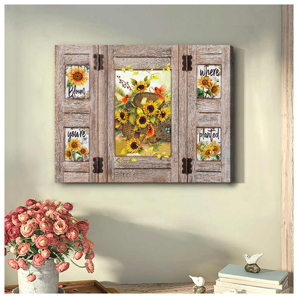 Sunflowers-And-Cardinal-Window-Canvas-Bloom-Where-YouRe-Planted-Wall-Art-Decor Sunflowers And Cardinal Window Canvas Bloom Where You'Re Planted Wall Art Decor