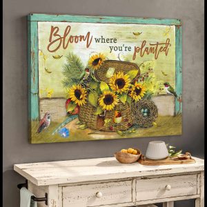 Sunflowers And Hummingbirds Canvas Bloom Where YouRe Planted Wall Art Decor 2