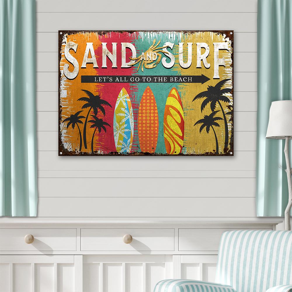 Surfing Sand And Surf Customized Classic Metal Signs