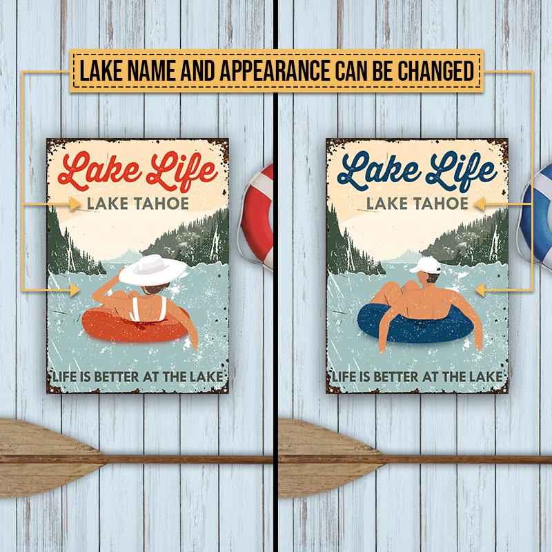 Swimming Lake Life At Lake Custom Classic Metal Signs