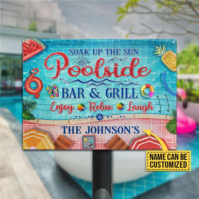 Swimming Pool Bar And Grill Enjoy Relax Custom Classic Metal Signs