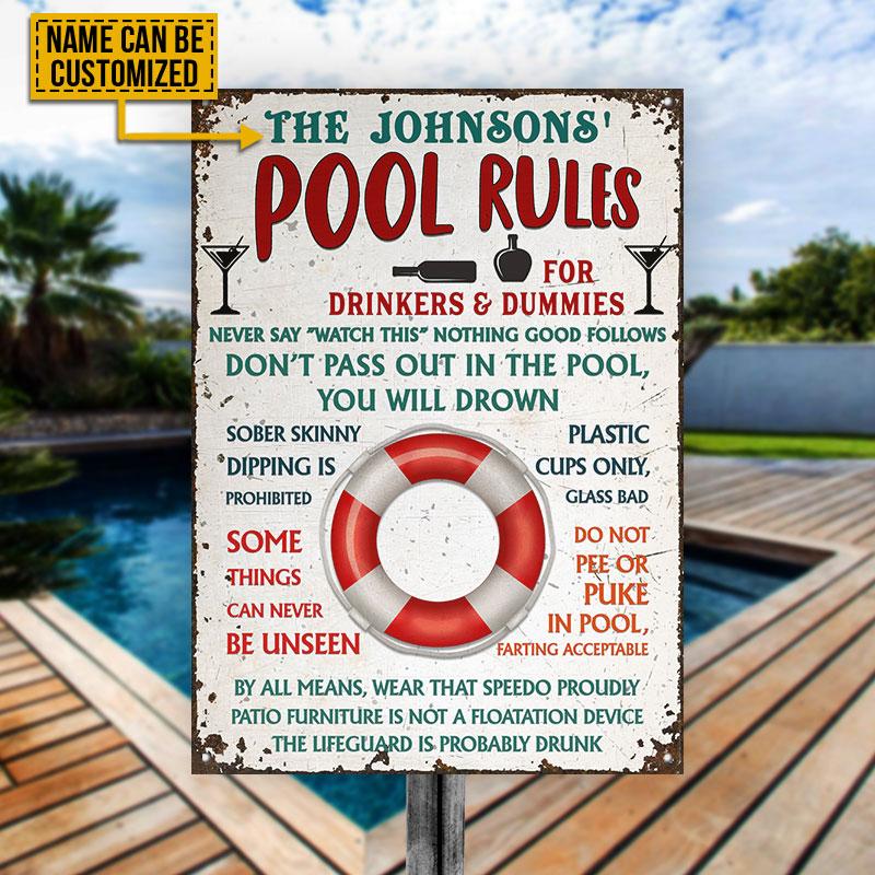 Swimming Pool Drinkers Dummies Custom Classic Metal Signs