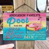Swimming Pool Flamingo Give It A Cocktail Custom Wood Rectangle Sign