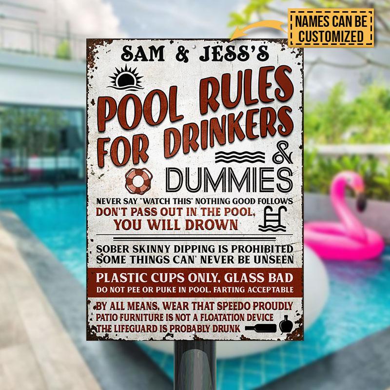 Swimming Pool Rules Custom Classic Metal Signs