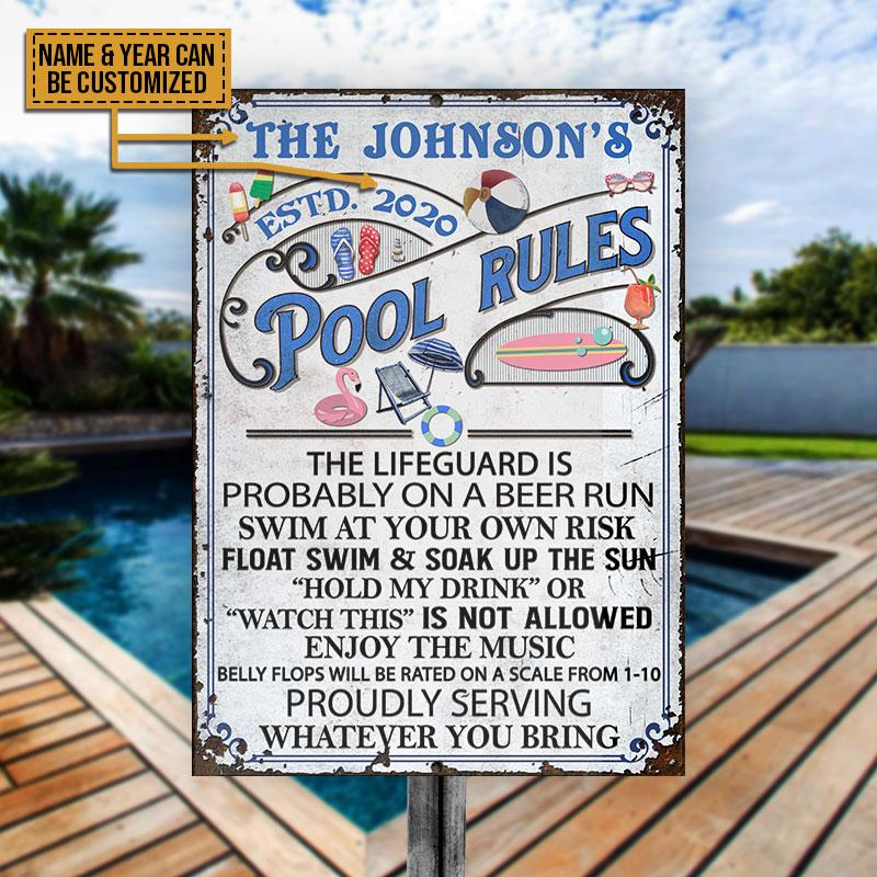 Swimming Pool Rules Float Swim Custom Classic Metal Signs