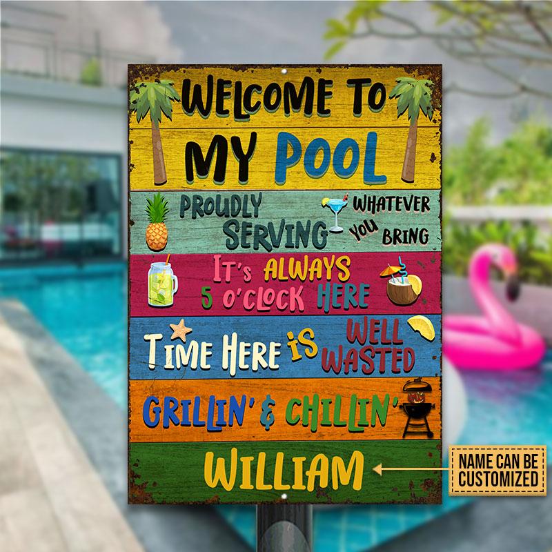 Swimming Pool Welcome To My Custom Classic Metal Signs