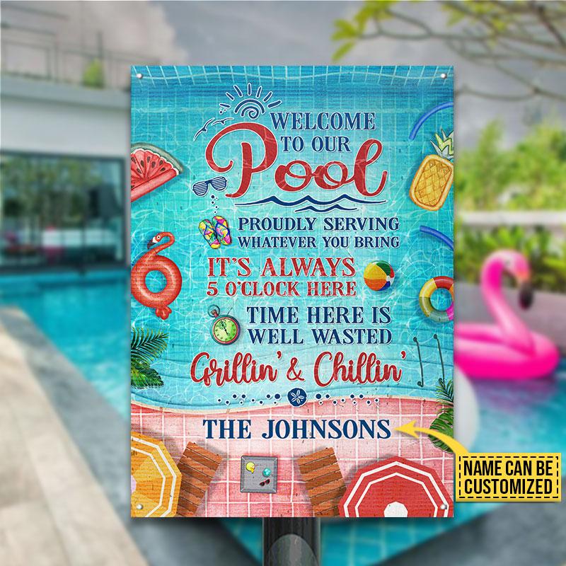 Swimming Pool Welcome To Our Pool Custom Classic Metal Signs