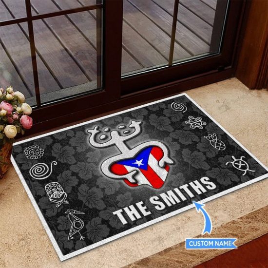 Taino Symbol Puerto Rico Personalized Custom Name Doormat Welcome Mat 1