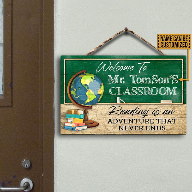 Teacher Adventure Custom Wood Rectangle Sign