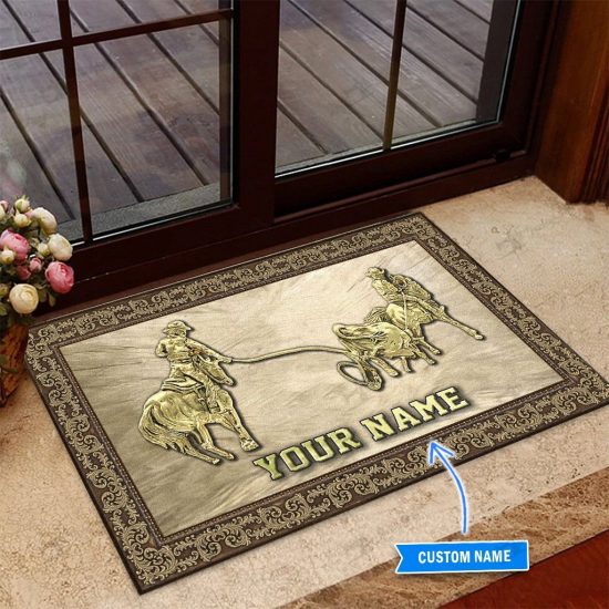 Team Roping Personalized Custom Name Doormat Welcome Mat