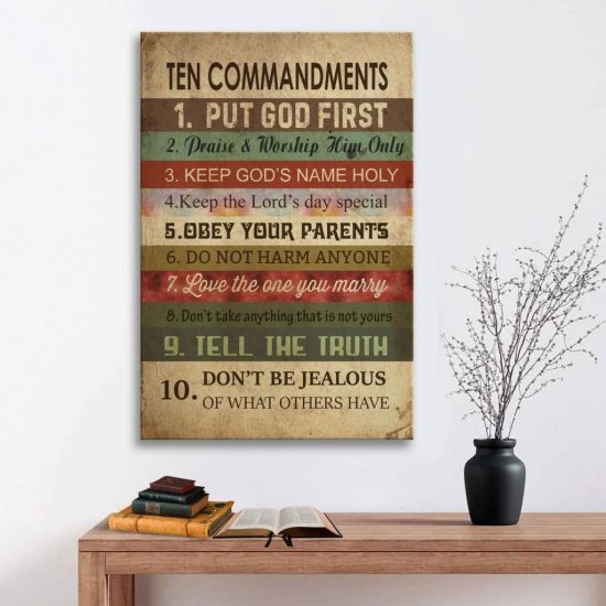 Ten Commandments Christian Wall Art Canvas Print